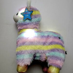 FAO Schwarz Glow Brights 12" LED Rainbow Alpaca w Sound Toy Plush / New w Tags